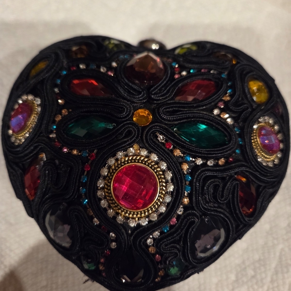 Mary Frances Black and Multi Color Heart Shaped Clutch - Picture 2 of 6